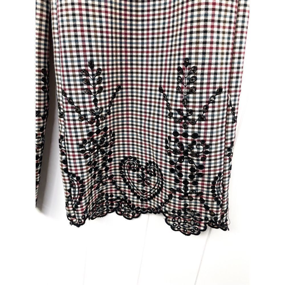 Sfizio Houndstooth Embroidered Eyelet Hem Wide Leg Pants Work Trousers‎ 4 - Picture 5 of 16
